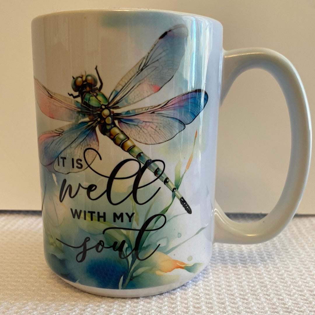 Dragonfly - It is Well with my Soul-Ceramic Mug