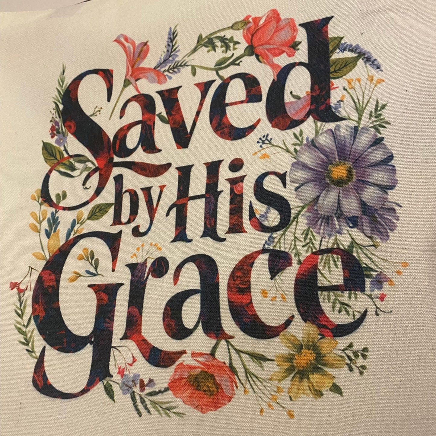 Saved By His Grace-Large Tote Bag