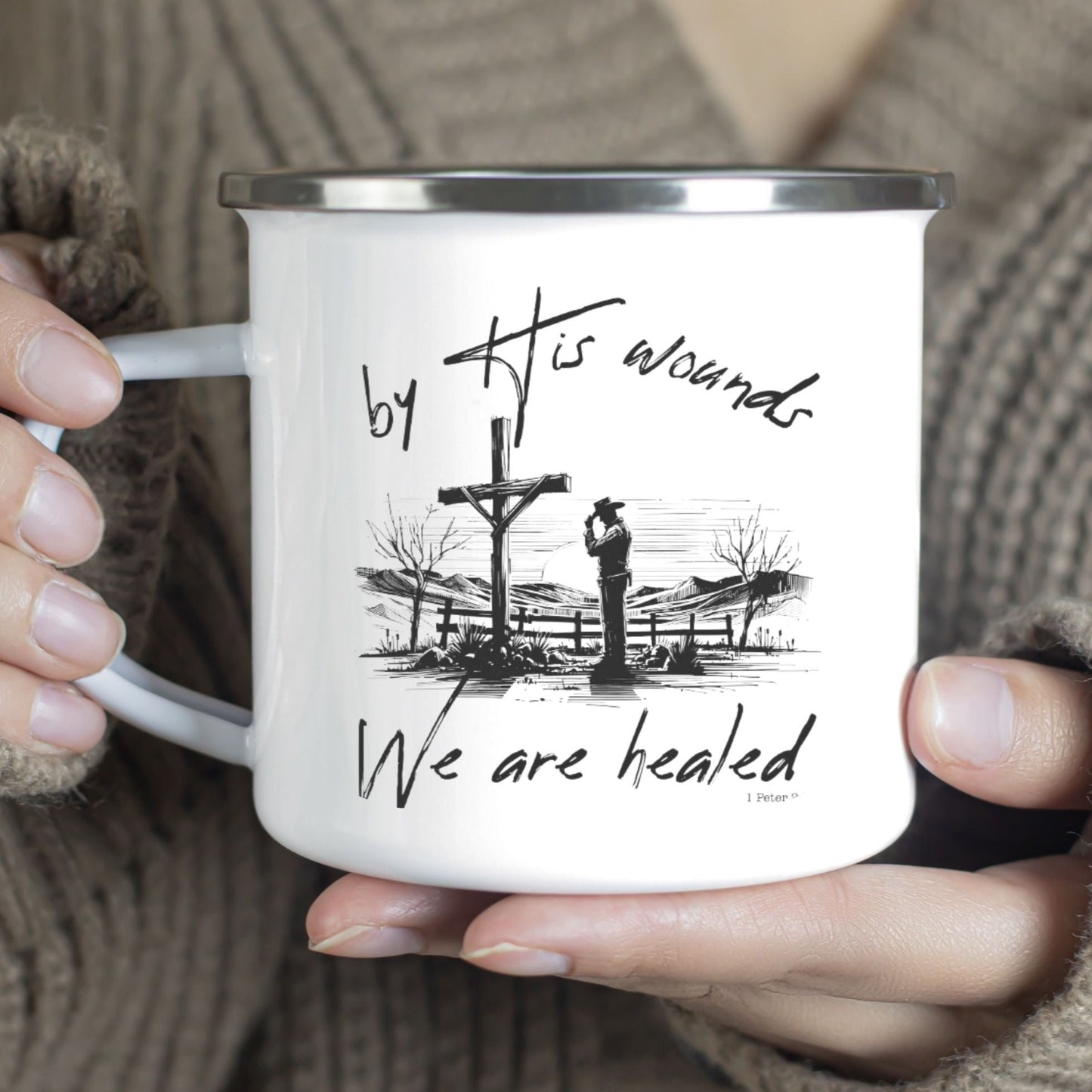 By his Wounds-Metal Camp Mug
