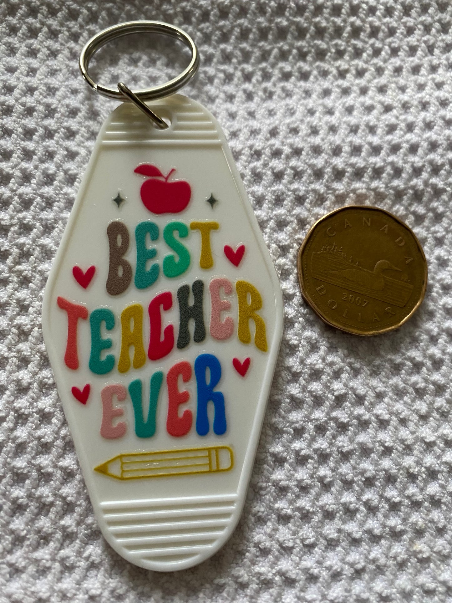 Best Teacher Ever Retro Motel/Hotel Keychain