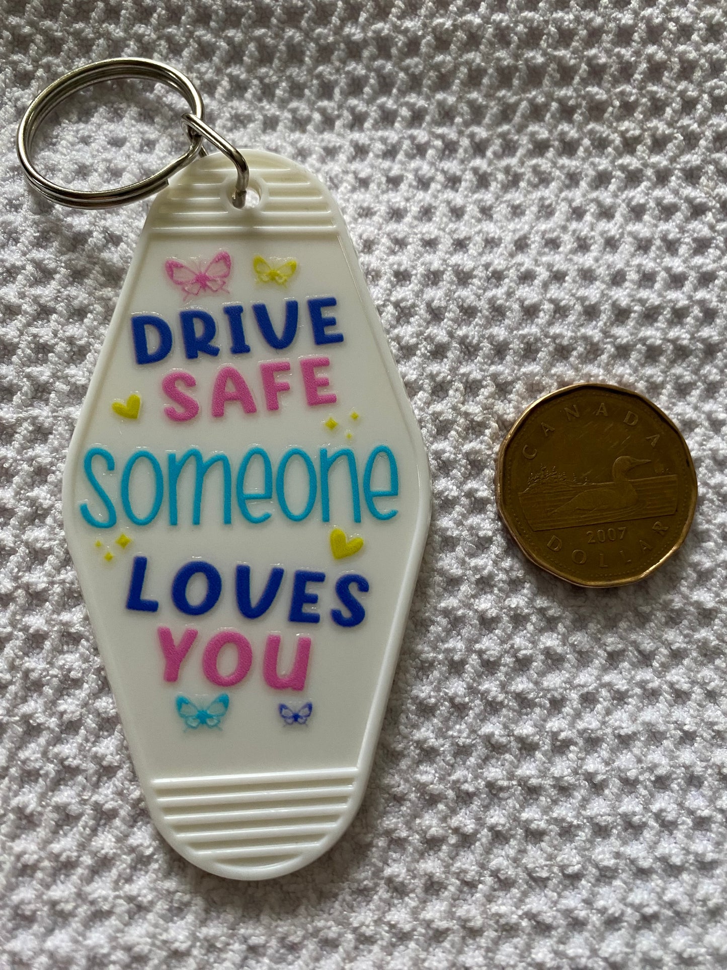 Drive Safe Retro Motel/Hotel Keychain