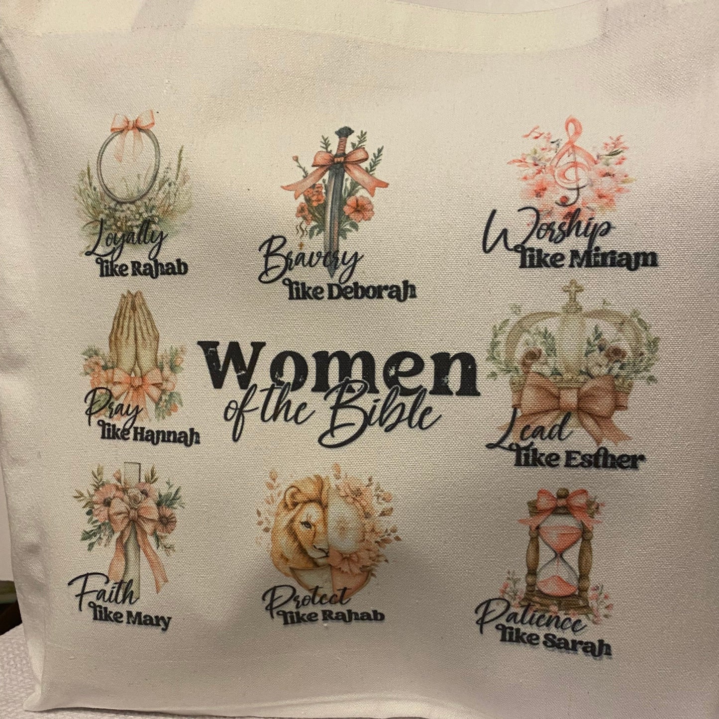 Women Of The Bible-Pink-Large Tote Bag