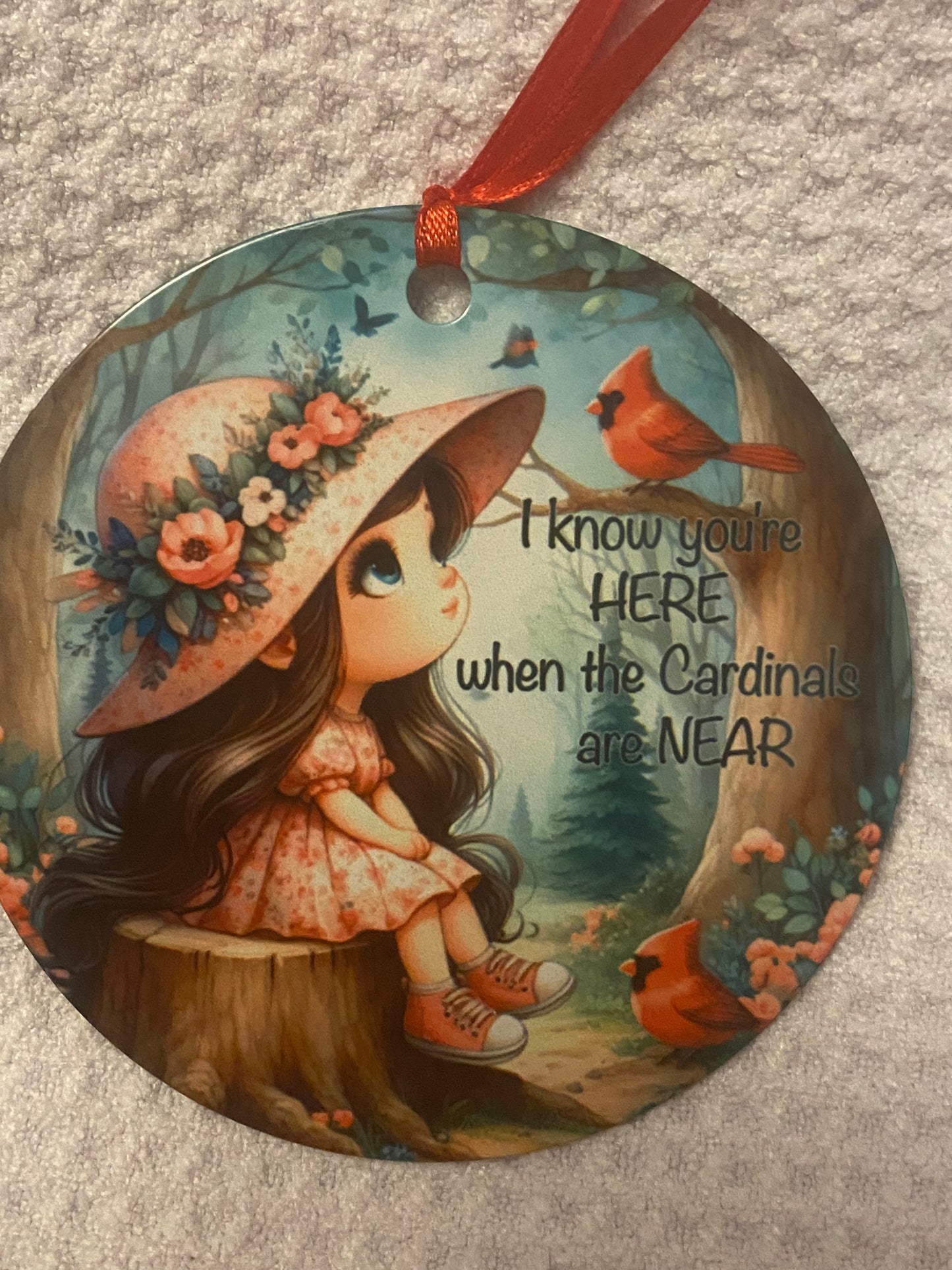 Little Girl Cardinal Memorial Ornament