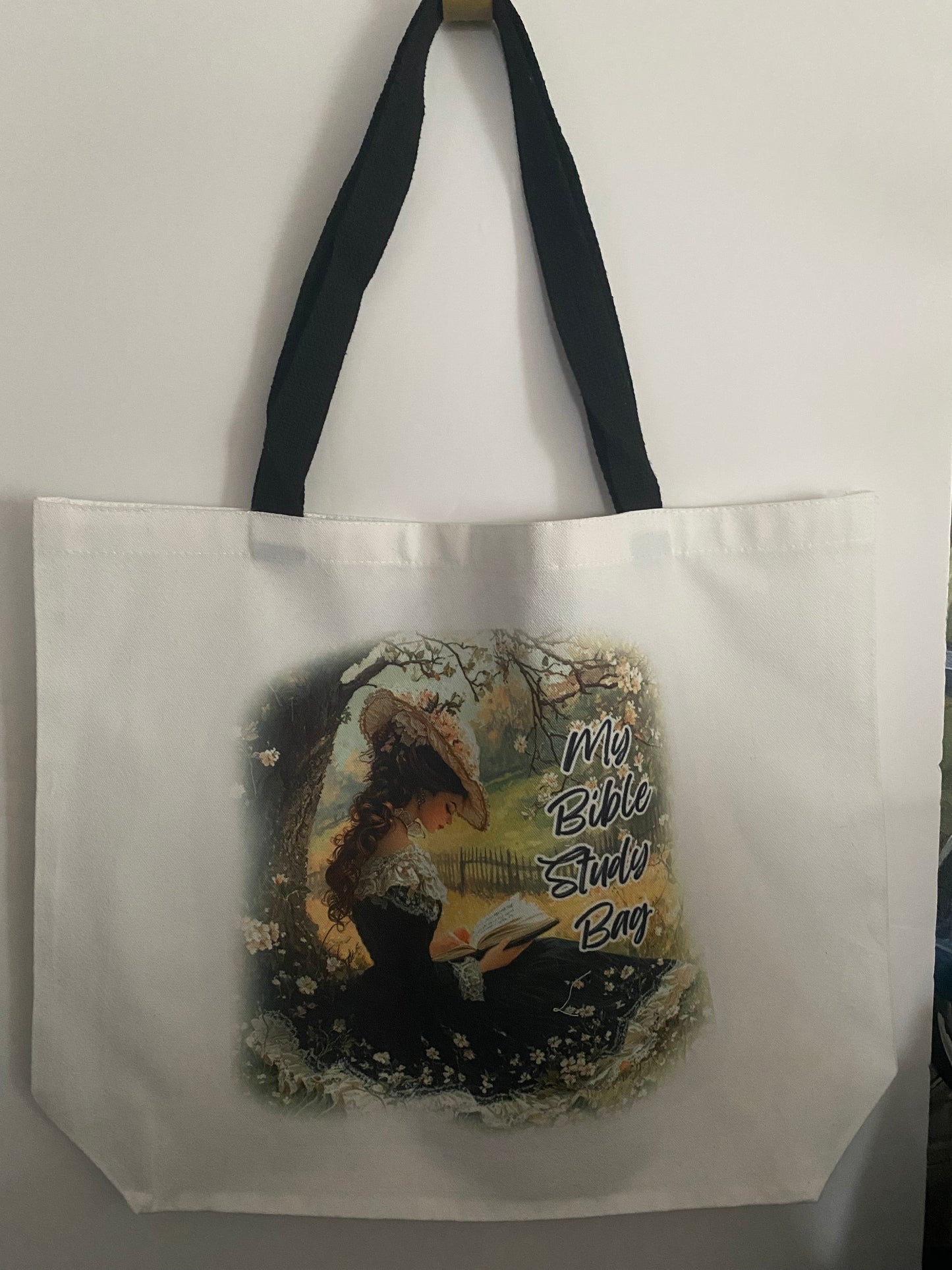 My Bible Study Bag #2-Navy Dress-Large Tote Bag
