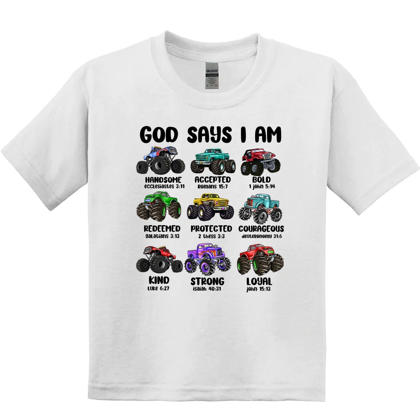 Kids/Youth SS Tee -God says I am-Trucks