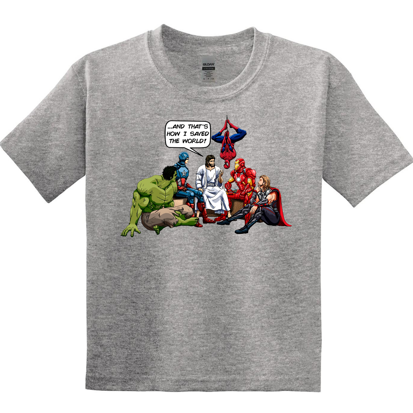 Kids/Youth SS Tee - Jesus Saves Superhero