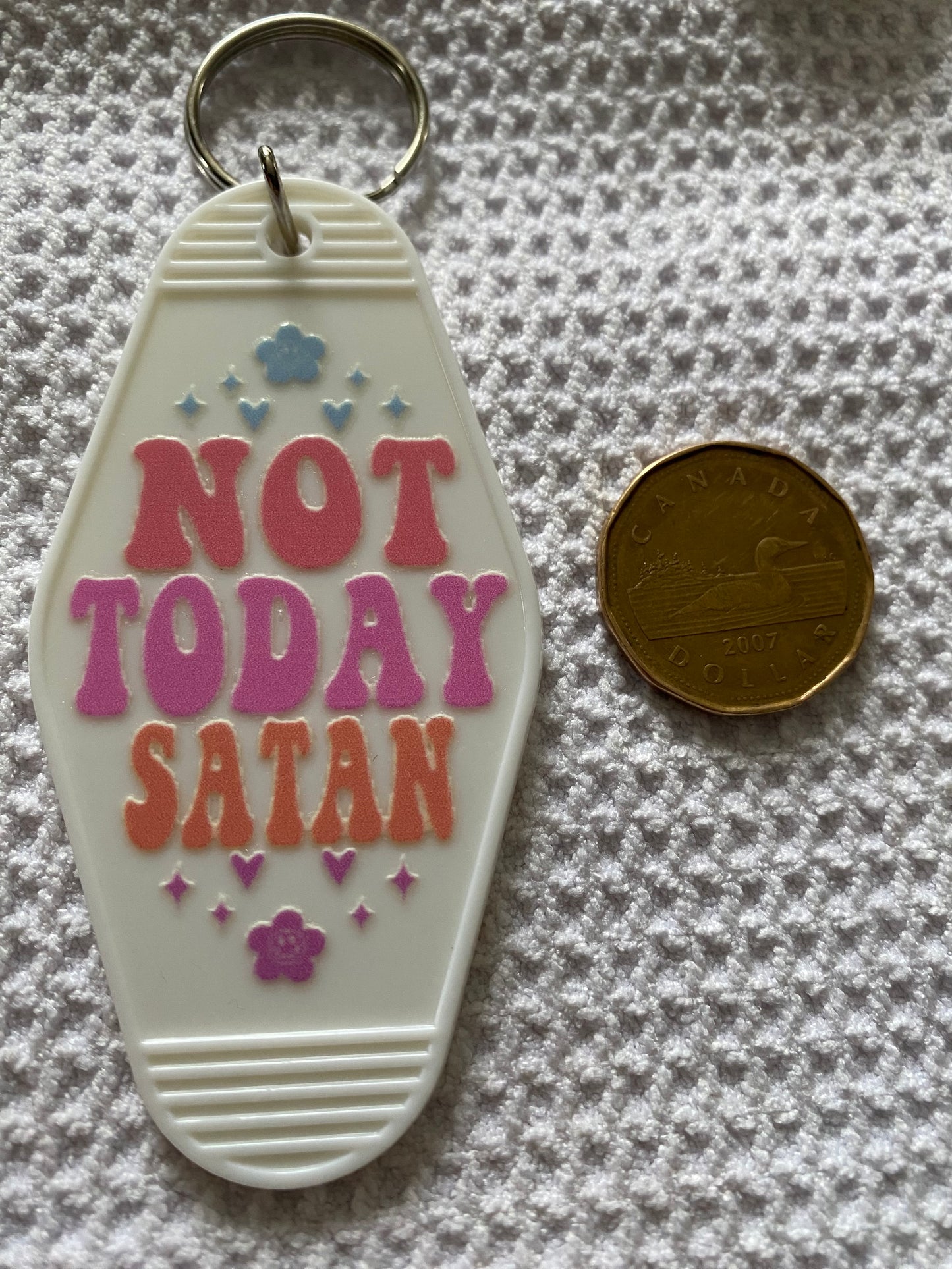 Not Today Satan Retro Motel/Hotel Keychain