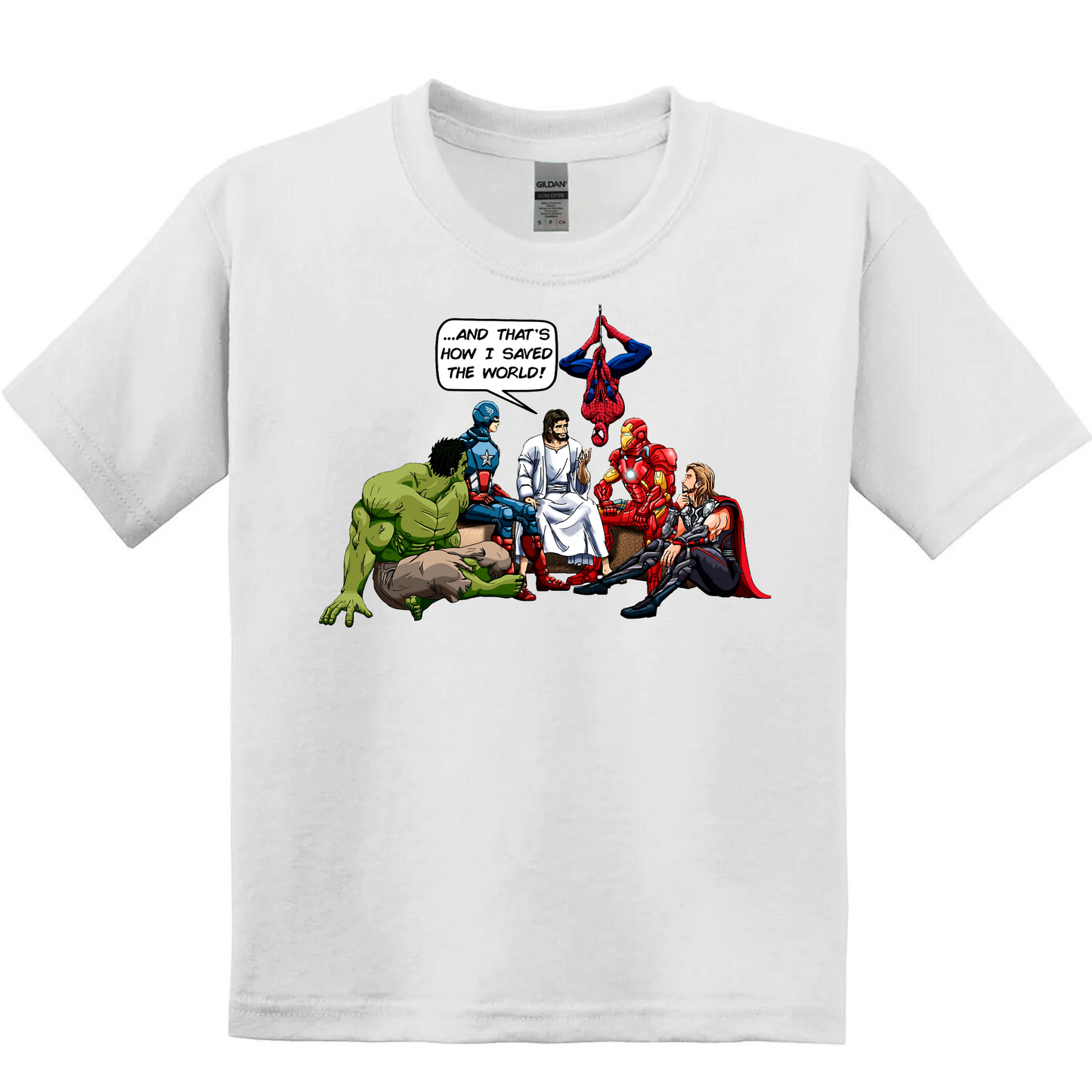 Kids/Youth SS Tee - Jesus Saves Superhero
