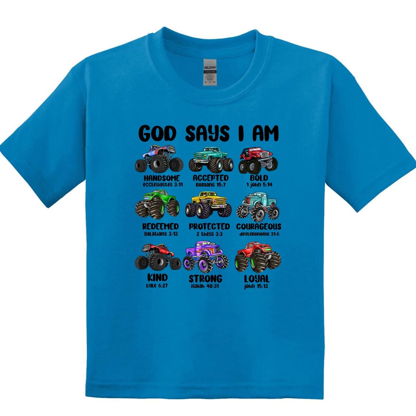Kids/Youth SS Tee -God says I am-Trucks