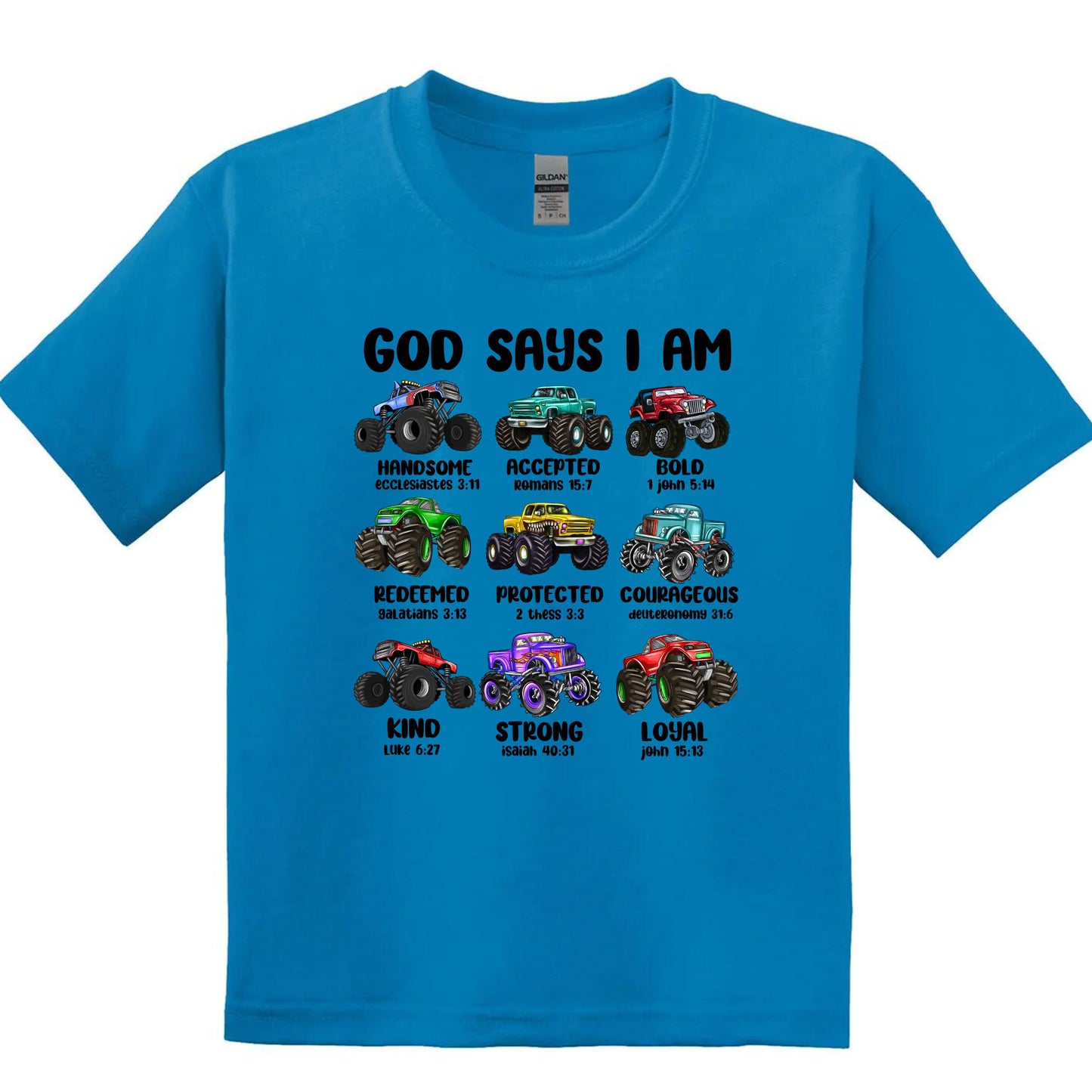 Kids/Youth SS Tee -God says I am-Trucks
