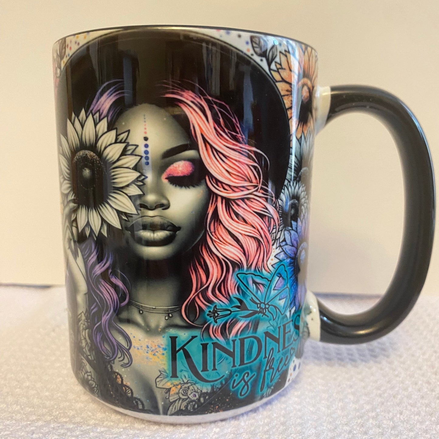 Trendy Girl - Kindness is Free -Black Woman Ceramic Mug