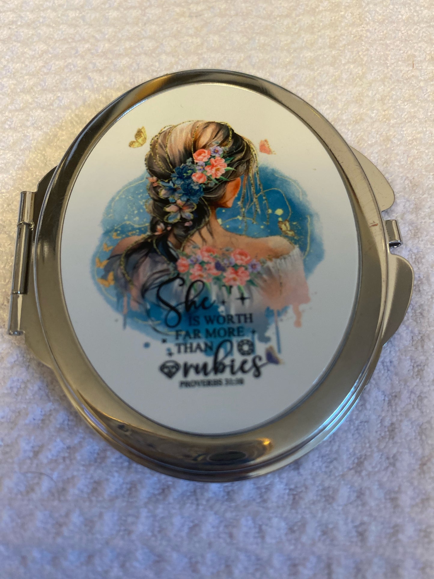 More Precious Than Rubies Oval Compact Mirror