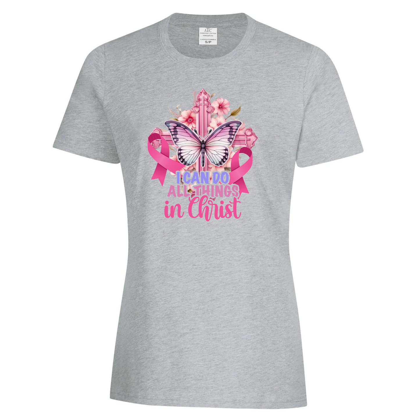I Can Do All Things-Breast Cancer Awareness-Ladies S.S Tshirt