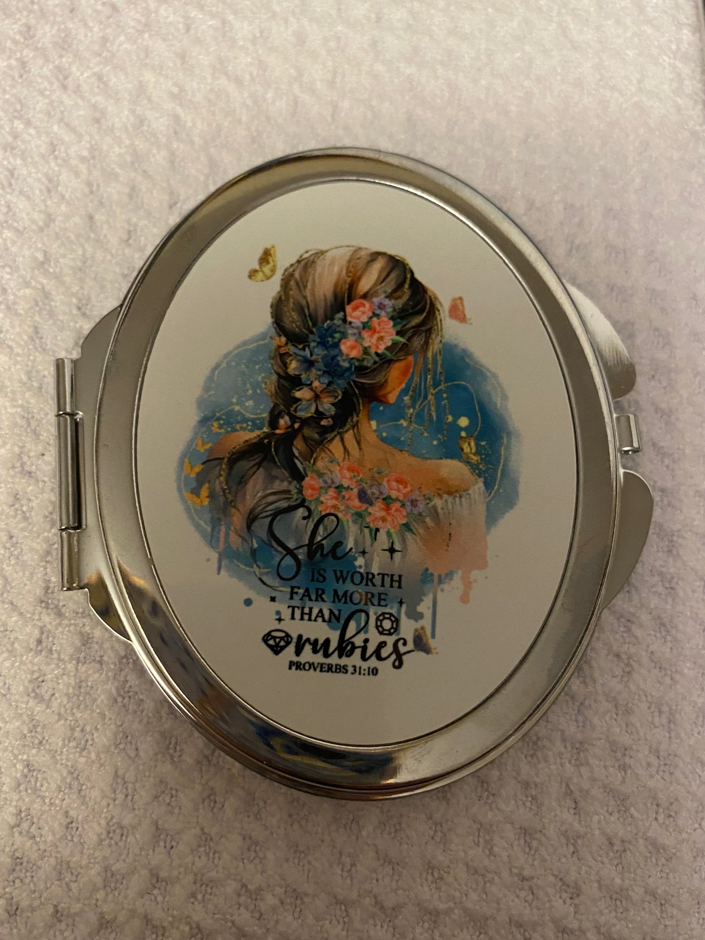 More Precious Than Rubies Oval Compact Mirror