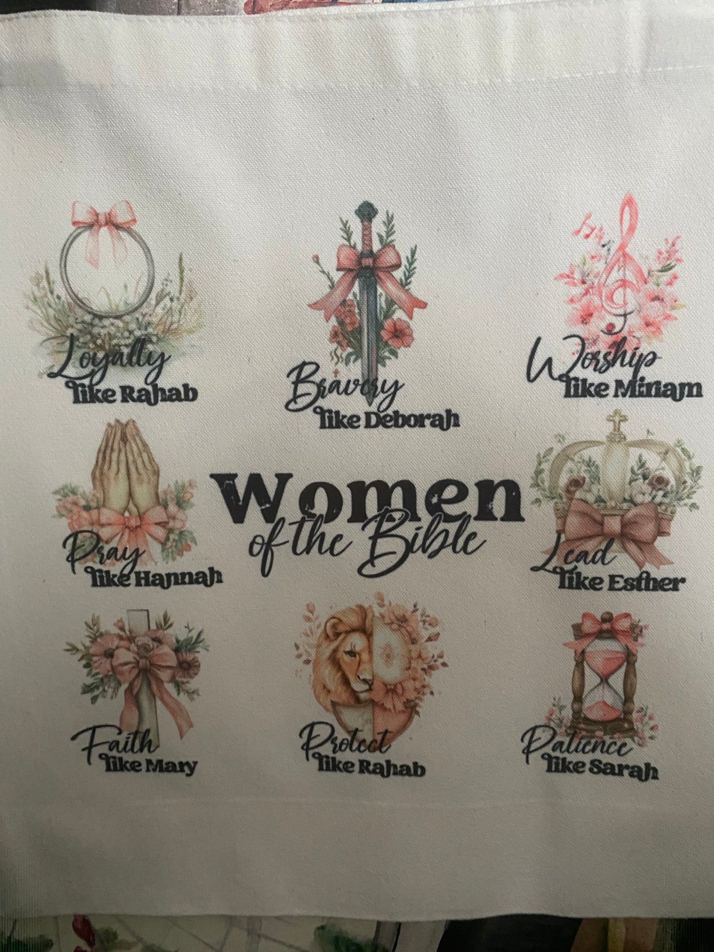 Women Of The Bible-Pink-Large Tote Bag