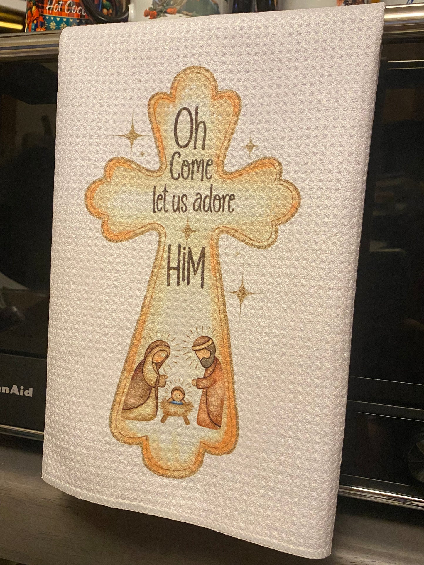 Let Us Adore Him Tea Towel