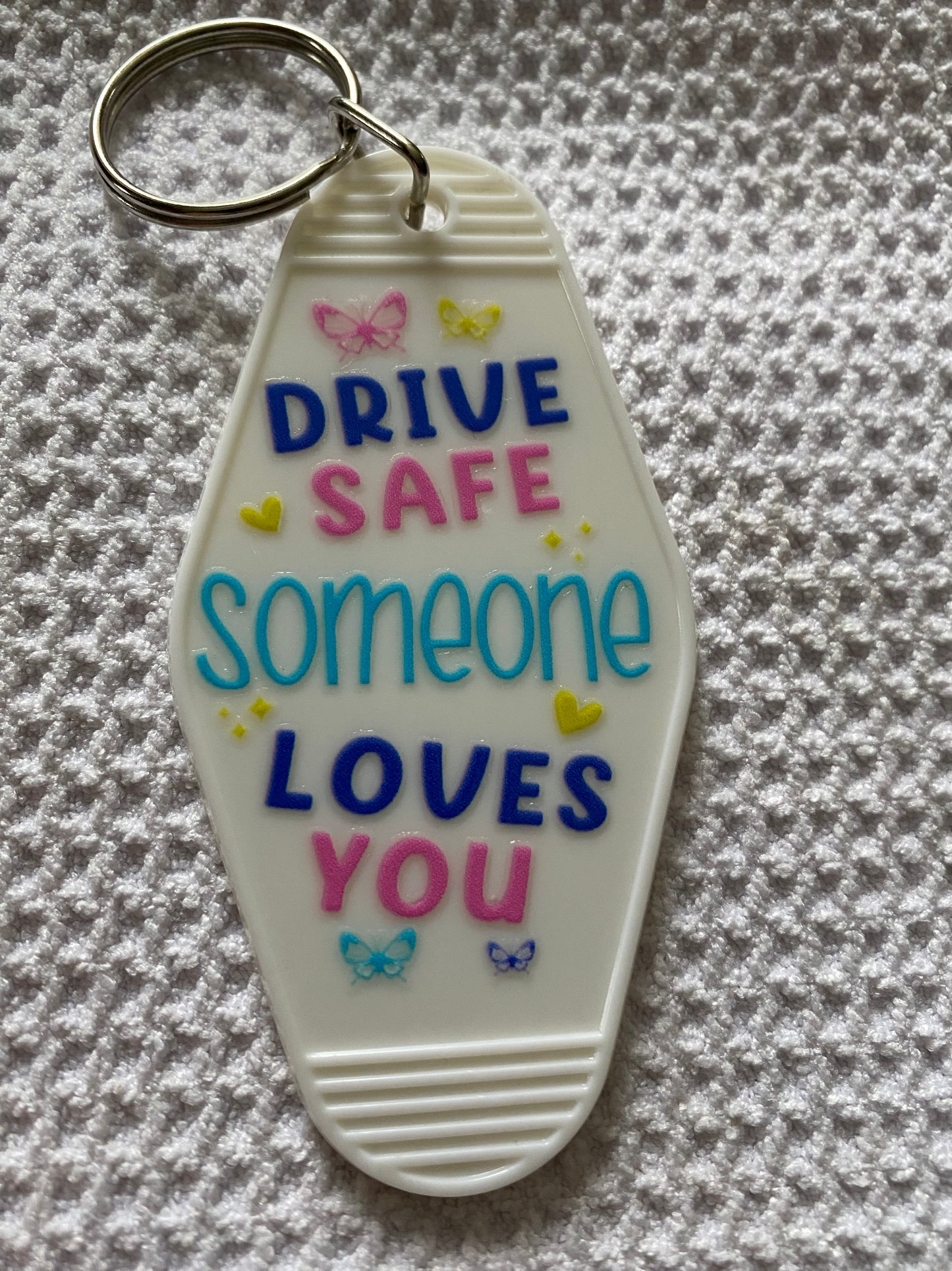 Drive Safe Retro Motel/Hotel Keychain
