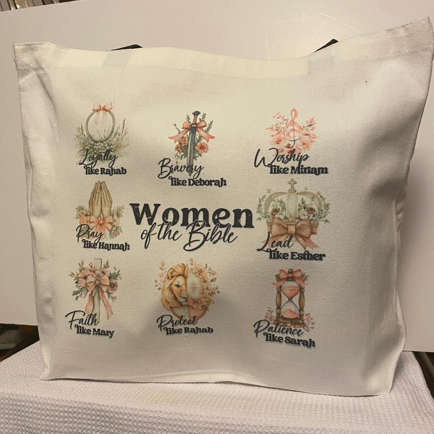 Women Of The Bible-Pink-Large Tote Bag