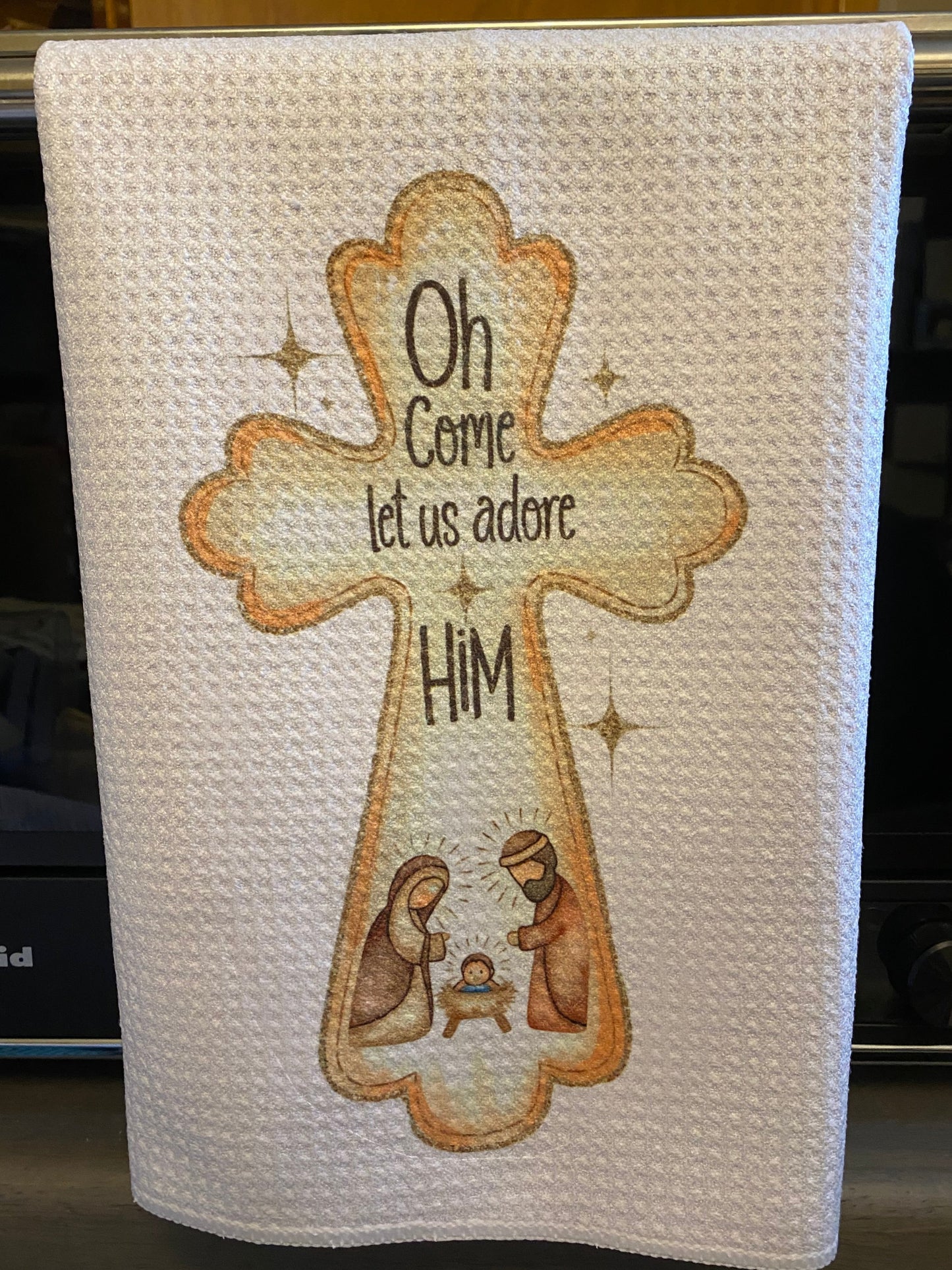 Let Us Adore Him Tea Towel