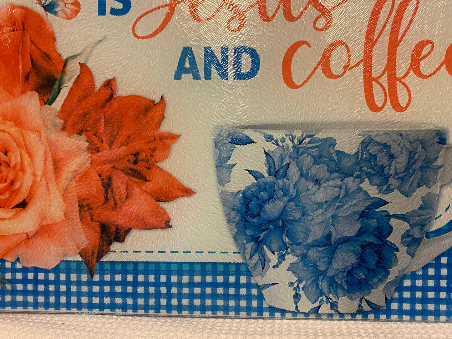 Jesus and Coffee Large Cutting Board/Trivet
