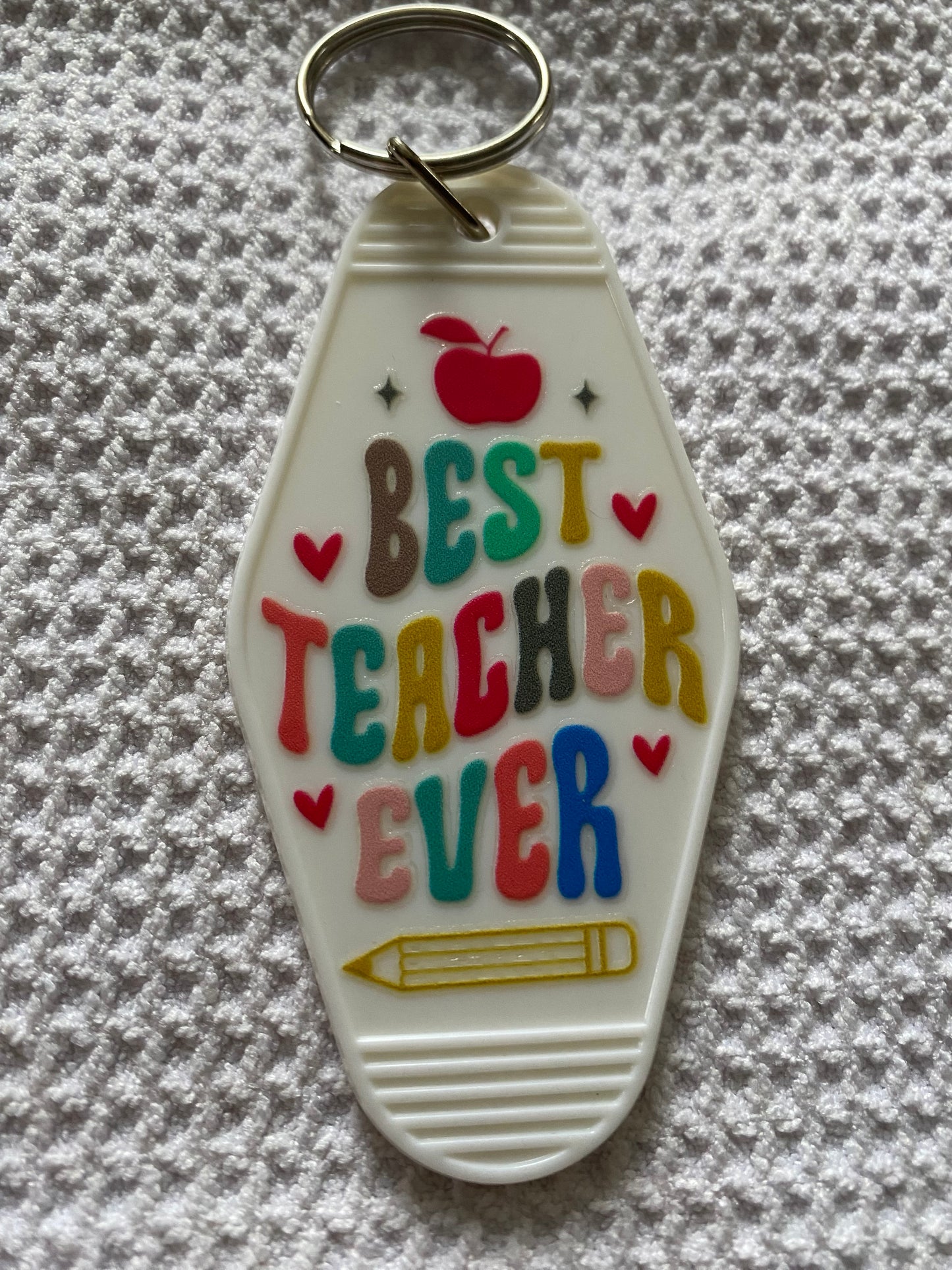 Best Teacher Ever Retro Motel/Hotel Keychain