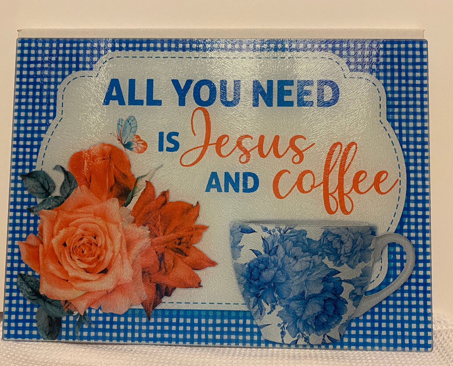 Jesus and Coffee Large Cutting Board/Trivet