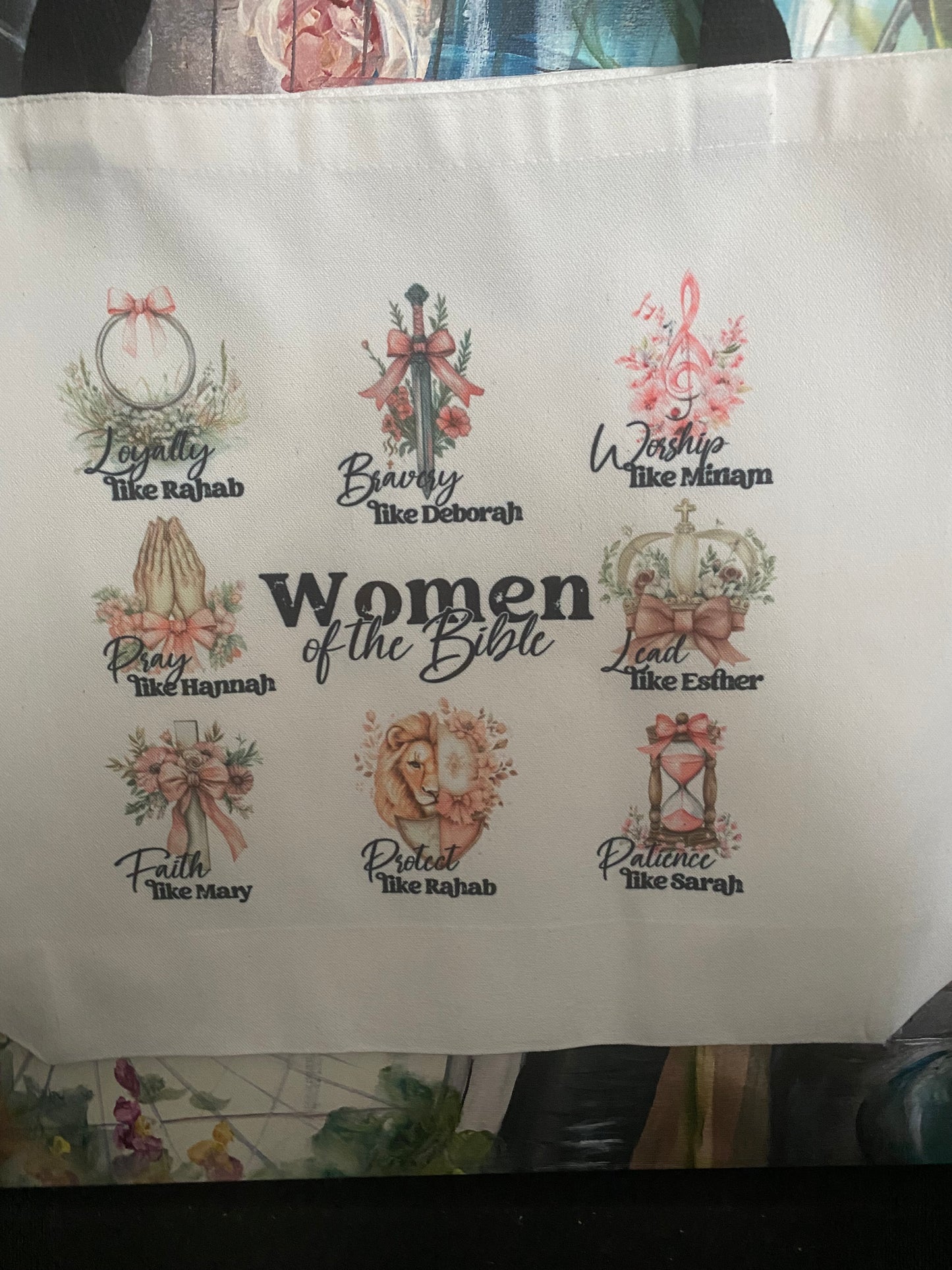 Women Of The Bible-Pink-Large Tote Bag