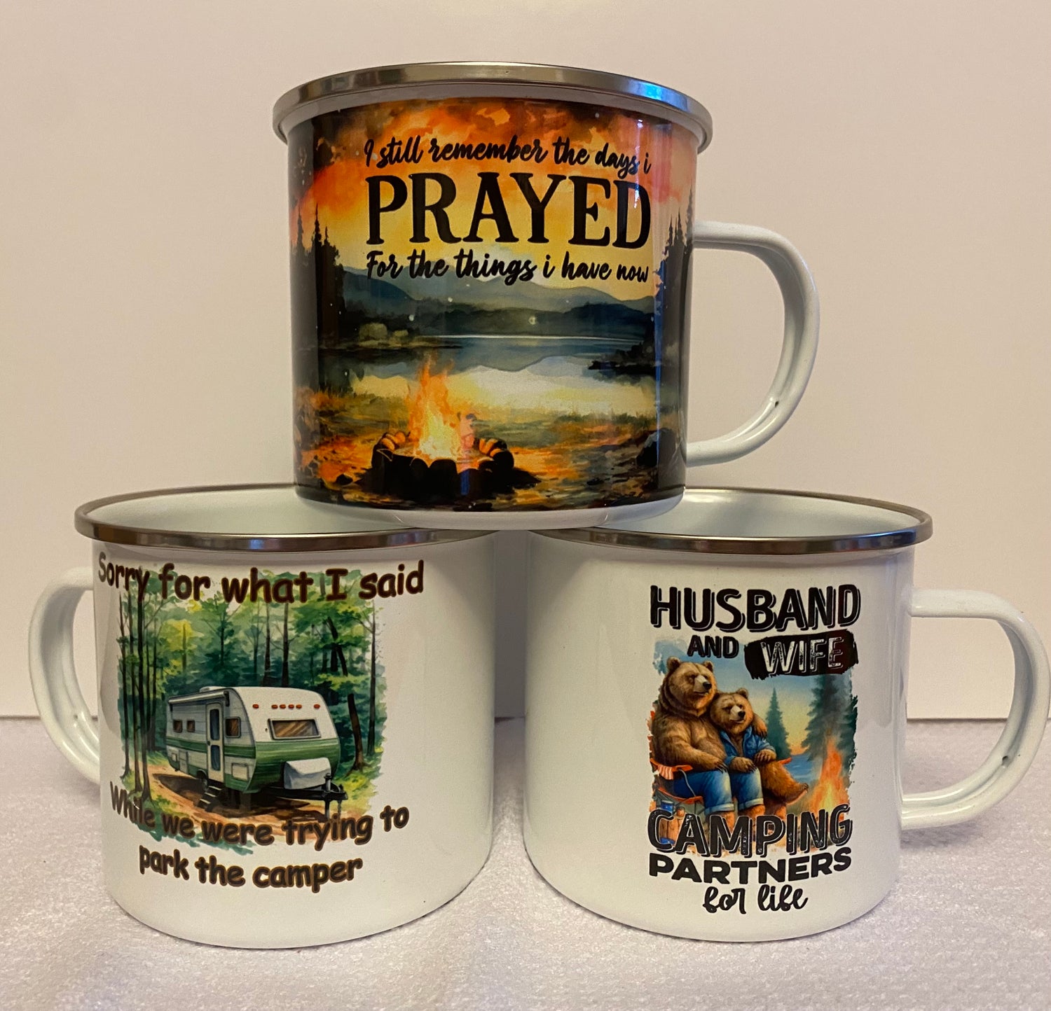 Large Teen/Adults 17 oz Camping/Campfire/Cowboy Metal Cups