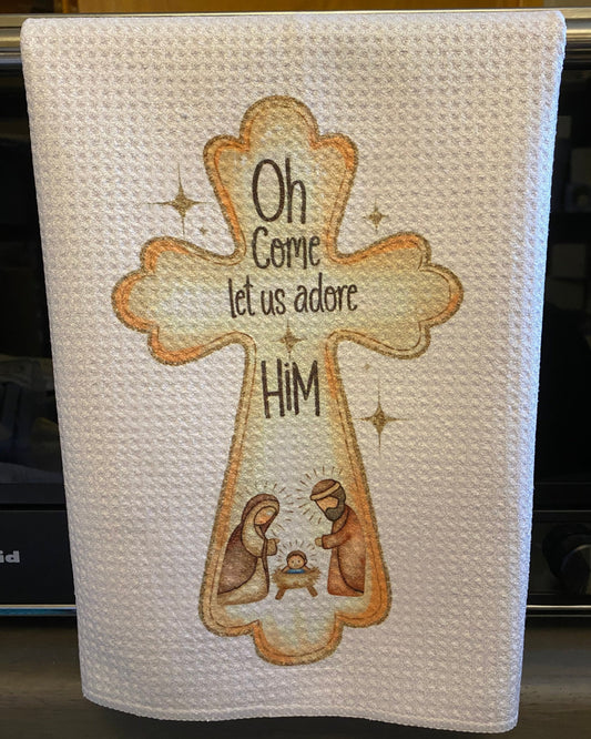 Let Us Adore Him Tea Towel