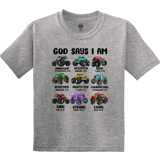 Kids/Youth SS Tee -God says I am-Trucks
