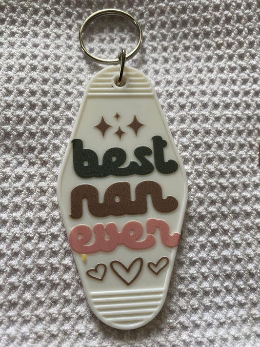 Best Nan Ever Retro Motel/Hotel Keychain