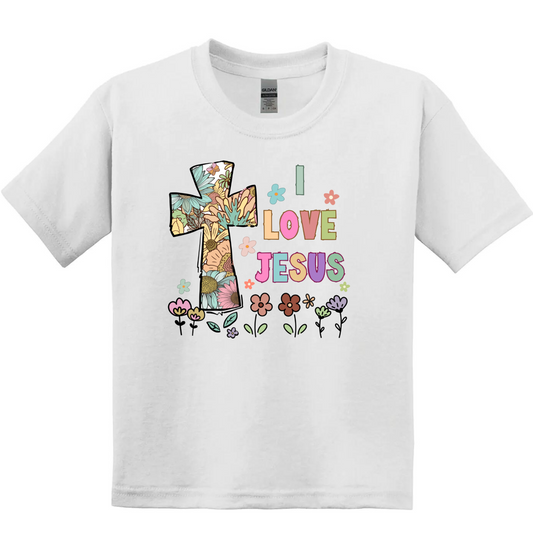 Kids/Youth SS Tee-I Love Jesus Tshirt
