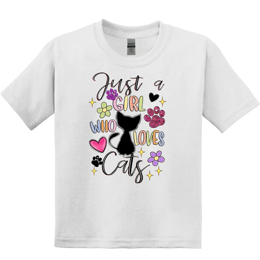 Kids/Youth SS Tee - Just a Girl who loves Cats