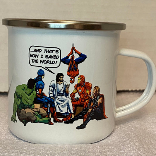 Jesus and Super Heros  - Kids/Youth/Adult Metal Mug