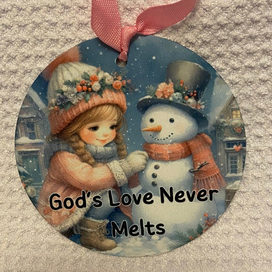 God’s love never Melts Christmas ornament
