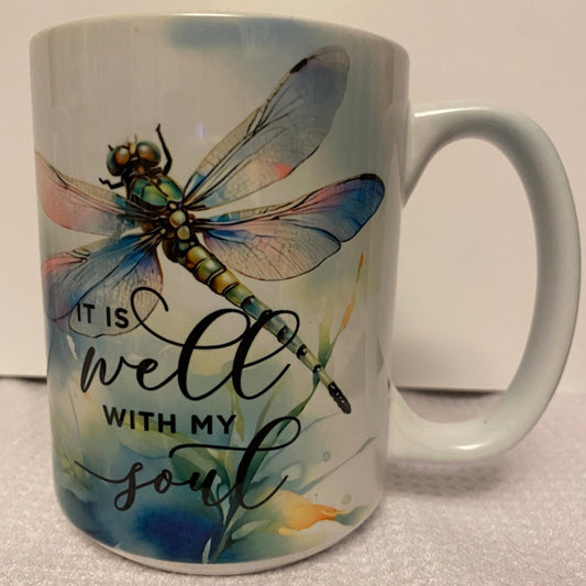 Dragonfly - It is Well with my Soul-Ceramic Mug