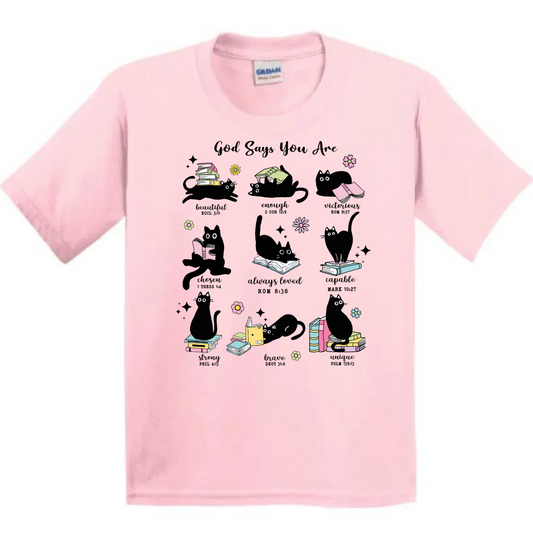 Kids/Youth SS Tee - Cat -God says you are