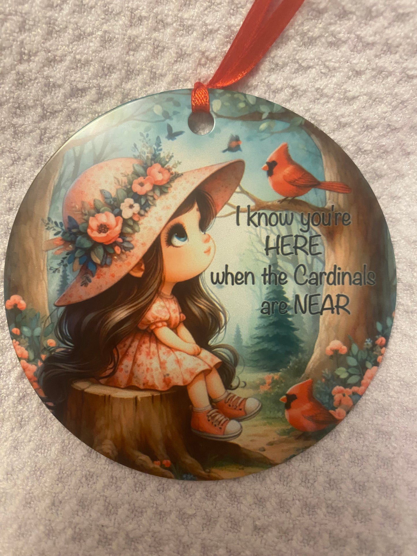Little Girl Cardinal Memorial Ornament