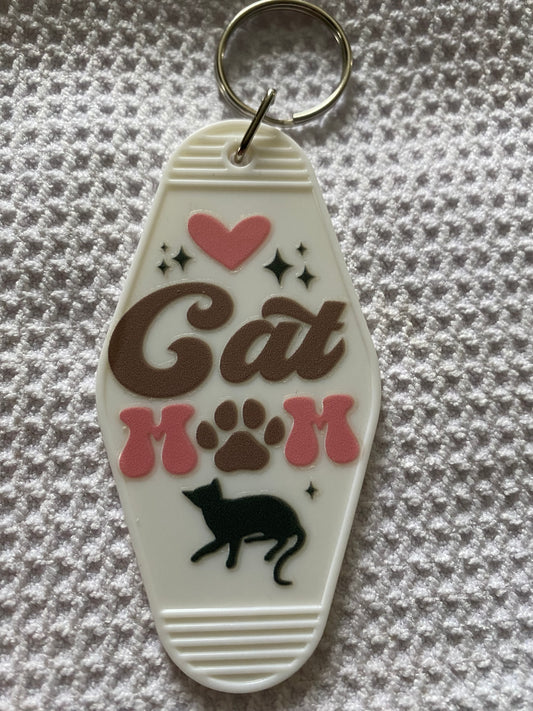 Cat Mama Retro Motel/Hotel Keychain