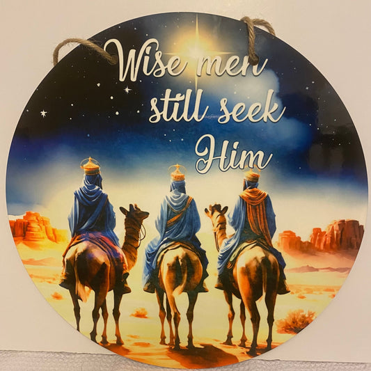 Wiseman Still Seek Him  12 Inch MDF WOOD Door/Wall Round Hangers