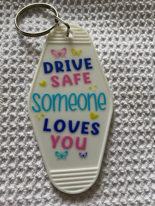 Drive Safe Retro Motel/Hotel Keychain