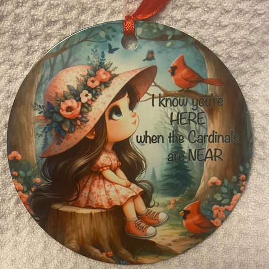 Little Girl Cardinal Memorial Ornament